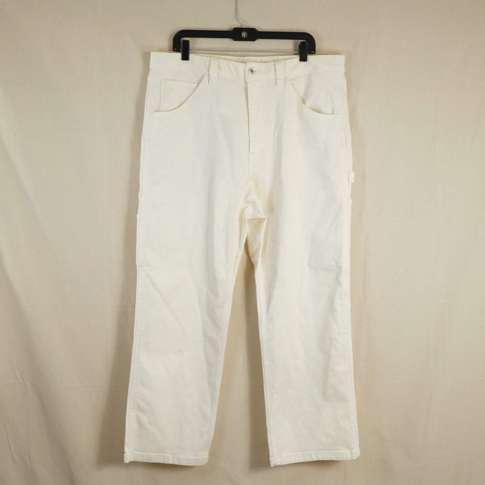 Bonobos 36x30 Carpenter Jeaens Off White Ivory Canvas Utility Cotton Blend Mens